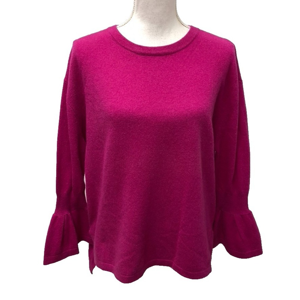 Two Bees Cashmere Wool Sweater Jumper Womens Small Pink Bell Sleeve Coquette